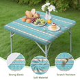 thumbnail image 4 of Blue Ethnic Geometric Pattern Square Fitted Tablecloth with Elastic Edge,Square Table Cover,Washable Elastic Table Cover for Home Kitchen Party Decor 34"x34", 4 of 6