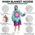 thumbnail image 5 of Colorful Rainbow Tie Dye Spiral Pattern Wearable Oversized Blanket,Wearable Blanket Hoodie for Adults,Cozy Hooded Blankets with Super Pockets,Super Warm Fuzzy Pullover for Women & Men, 5 of 6