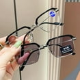 thumbnail image 2 of Anti-Blue Light Discoloration Reading Glasses Men Half Frame Photochromic Magnifying Glasses Computer Transparent Goggles Sunglasses, 2 of 4