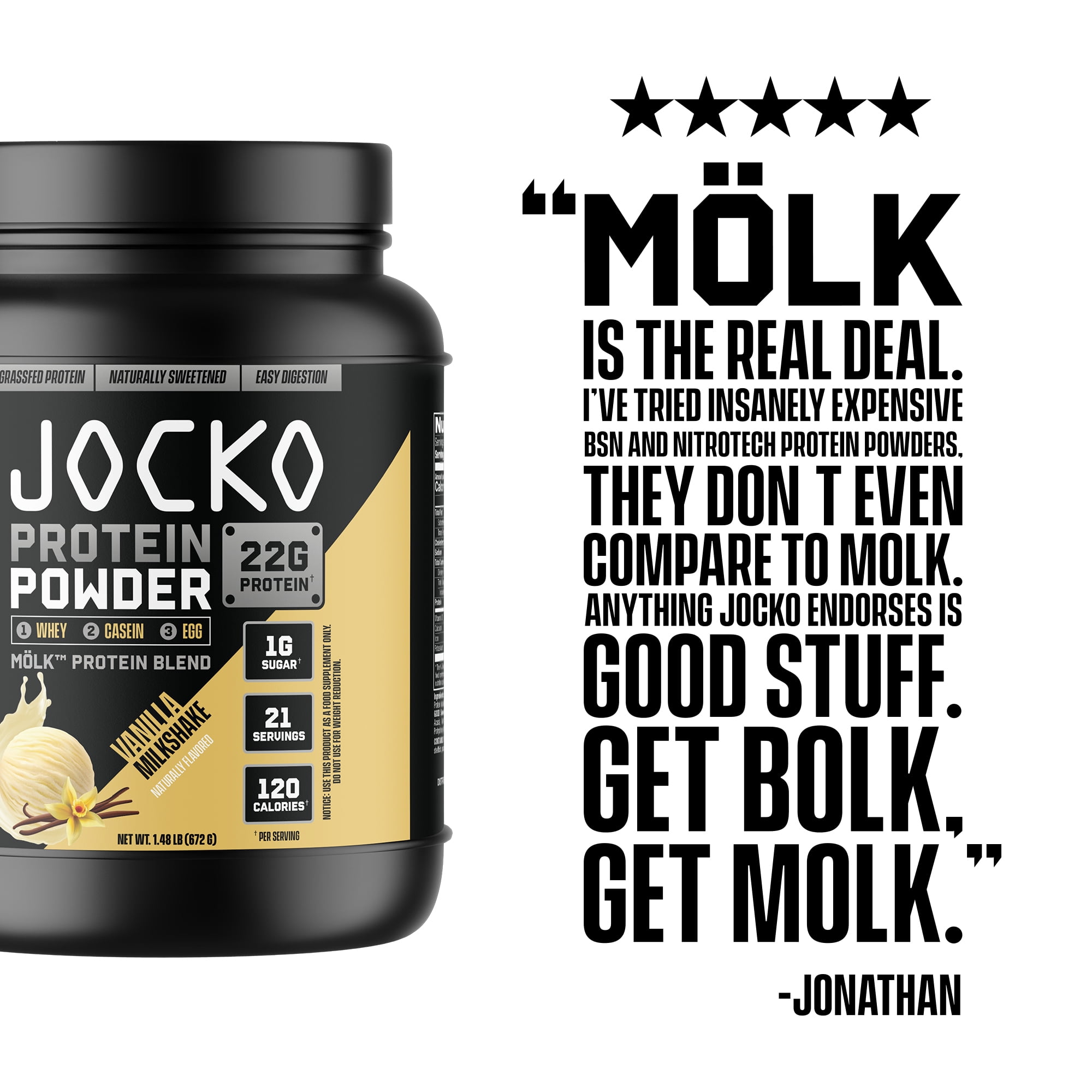 Jocko Mölk Vanilla Protein Powder, 21 Servings - Walmart.com