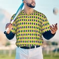 thumbnail image 6 of Balery Mardi Gras Purple Yellow Plaid Baseball Jersey for Men Casual Button Down Shirts Short Sleeve Active Team Sports Uniform-Medium, 6 of 9