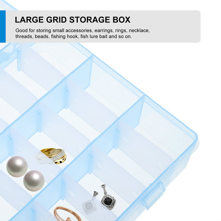 2pcs Plastic Organizer Jewelry Storage Box Adjustable Divider Compartment  Boxes 