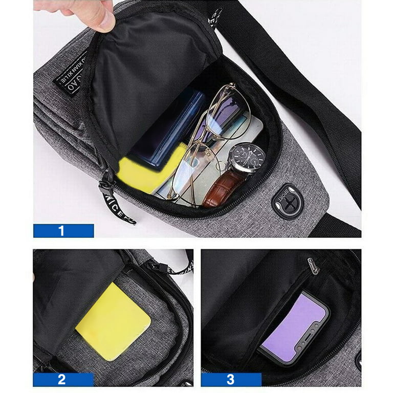 Seoky Rop Small Sling Bag for Men Women One Strap Shoulder Crossbody  Backpack with USB Charging Port for Hiking Cycling Travel Black
