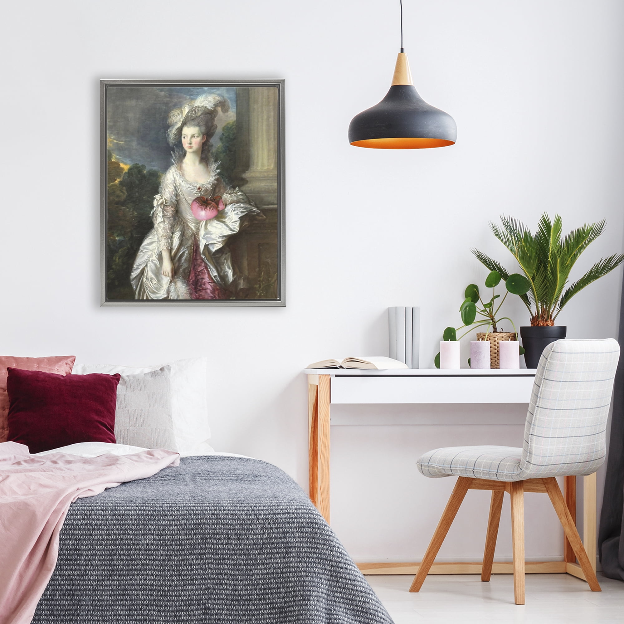 Stupell Industries Historical Lady with Boxing Glove Gray Framed Floater Canvas Wall Art, design by Grotto Studios