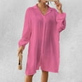thumbnail image 2 of Women Swimsuit Coverup Shirt Dress Button Down Bathing Suit Cover Up Long Sleeve Bikini Cover Ups Beach Dress, 2 of 6