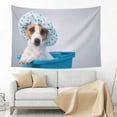 thumbnail image 3 of Easygdp Terrier Takes A Bath With Shower Cap Tapestry Wall Hanging, Wall Tapestries for Bedroom Aesthetic Living Room Office Decor 60x40in, 3 of 8