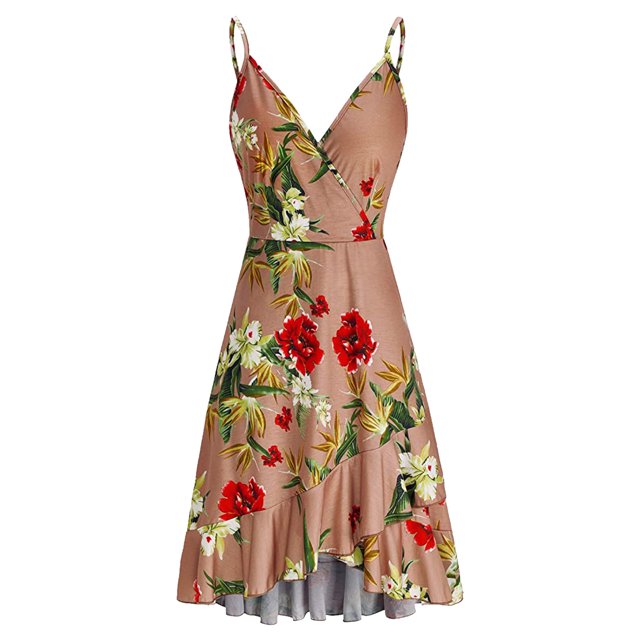 Drppepioner Robe Décontractée pour Femmes à Col en V d'Été, Dos Nu, Imprimée, Robe Maxi pour la Plage