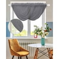 thumbnail image 3 of Grey Pure Color Sheer Waterfall Valance Curtains for Window, Aesthetics Contemporary Luxury Rod Pocket Sheer Topper Swag Curtains for Living Room, Kitchen 38.5"W x 47.2"L, 1 Panel, 3 of 7