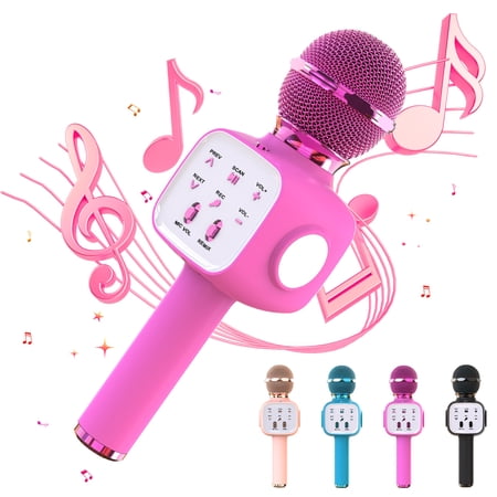 Syenll Karaoke Microphone 6-in-1 Wireless Microphone for Kids Mic Speaker Birthday Gifts Toys for Girls Boys (Red)