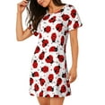 thumbnail image 2 of Easygdp Ladybug And Heart Camisón de manga corta para mujer, informal, estampado, 2 of 6