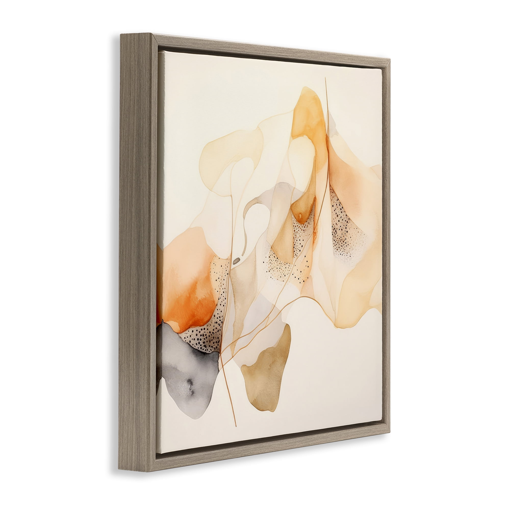 Stupell Industries Blush Fluid Abstraction Abstract Painting Brown Floater Framed Canvas Art Print Wall Art, 25 x 25