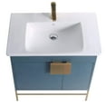 thumbnail image 5 of Fine Fixtures - Modern Blue 30" Bathroom Vanity Set, Satin Brass Hardware, Vitreous China Sink Top, 5 of 5