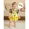 thumbnail image 2 of BemeyourBBs Newborn Girl Outfit, Short Sleeve Striped Bee Romper Dress Headband, 2 of 6