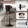 thumbnail image 6 of Hawsaiy Bar Stools Set of 2, Adjustable Height 24.5"-33.5", Bentwood Swivel Barstools with Back & Footrest, PU Leather Upholstered Bar Chairs for Kitchen Island, Dining Room, Home Bar, 6 of 9