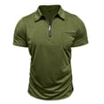 thumbnail image 3 of Tqyyweavej Men's Halter Shirts Solid Color Short Sleeve Lounge Workout Pullover Quarter Zip Lapel Collar V Neck Tops with Pocket Size S to 3XL, 3 of 9