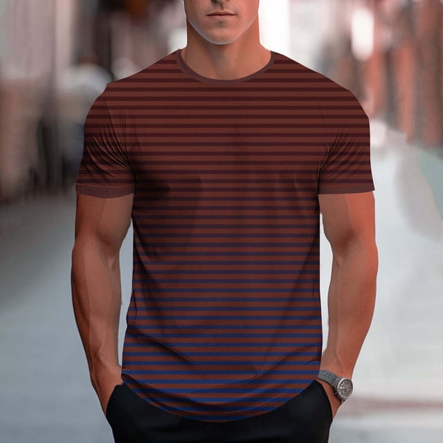 Floleo T-Shirt de Sport Décontracté Imprimé pour Homme, Manches Courtes, Col Rond, Haut Mode, Respirant, Léger, Mode Urbaine, Confortable, Ajustable, Tenue d'Extérieur Active (Vin, 3TG)