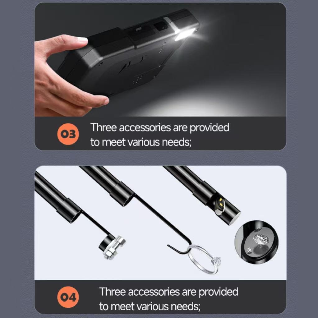 ANGAUSS Borescope Camera 1080P HD 4.3 in IPS Screen 6 LED Lights 16.5 ft Semi-Rigid Cable IP67 Waterproof