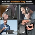 thumbnail image 7 of Compatible With iPhone 15 Plus Magnetic Case Wireless Charging Built-in 120° Rotate Ring Holder[Hidden Kickstand] Shock-absorbent Hard PC Lightweight Plain Translucency Phone Cover,Black, 7 of 7