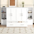 thumbnail image 3 of Queen Size Murphy Bed, Murphy Bed Wall Bed with Shelves and Drawers, Folding Platform Bed with Built-In Usb Ports and a Type-C Port for Guest Room, Home Office, Home Gym, Small Apartment, White, 3 of 7