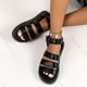 thumbnail image 2 of Sandalias con plataforma plana para mujer: zapatos de suela gruesa con correa en el tobillo y hebilla para un look casual de playa de verano, 2 of 4