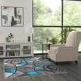 thumbnail image 3 of BizChair Modern Contemporary Area Rug, Turquoise Grey Black (5 Feet X 7 Feet), 3 of 7