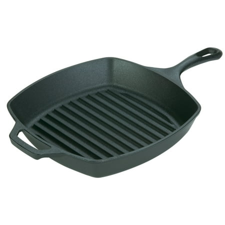 Lodge Pre-Seasoned 10.5 Inch Cast Iron Grill Pan with Assist Handle,