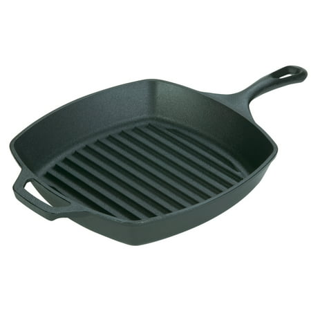 Lodge Pre-seasoned 10.5″ Cast Iron Grill Pan with Assist Handle