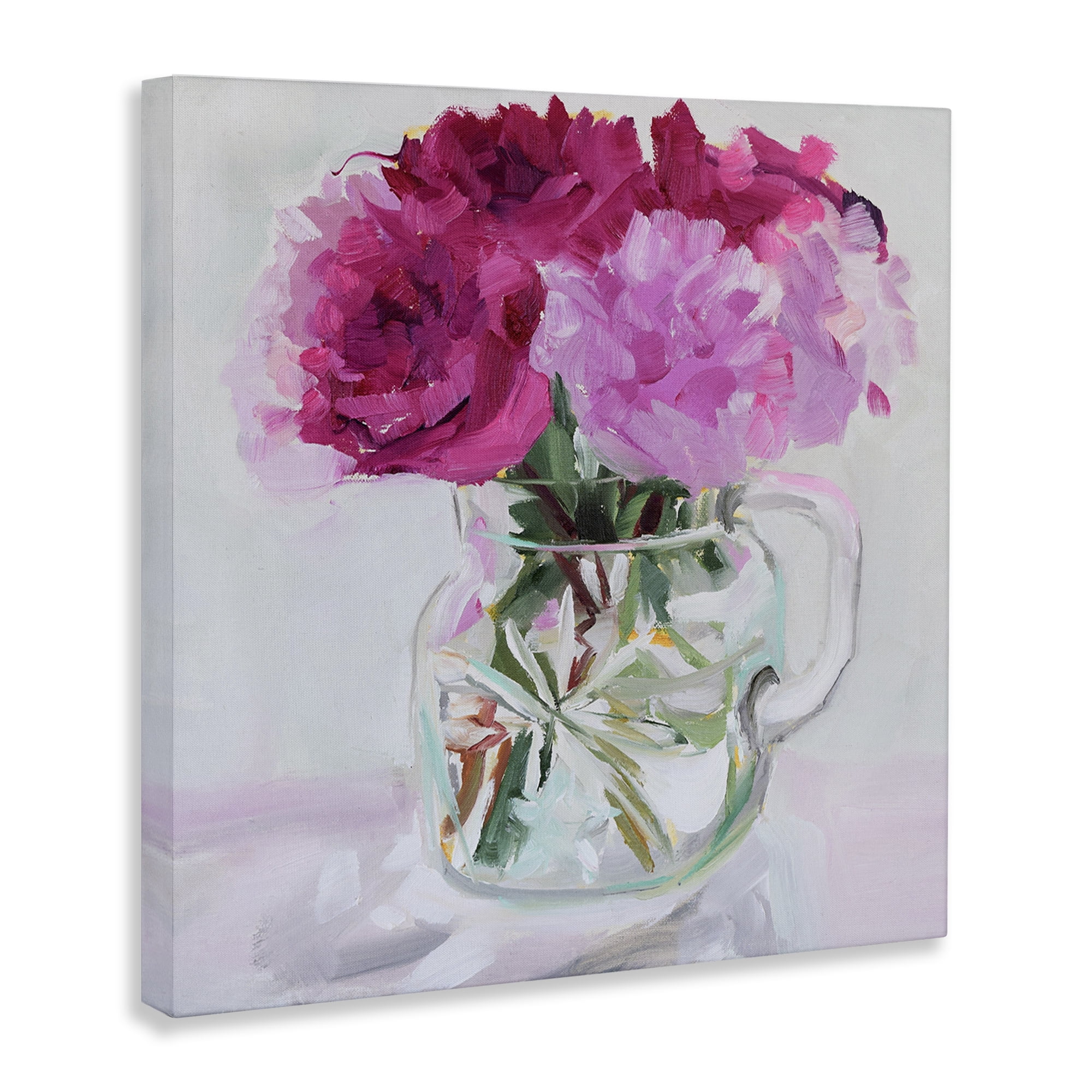 Stupell Industries Pretty In Pink Peonies Plants & Flowers Painting Wrapped Canvas Art Print Wall Art, 17 x 17