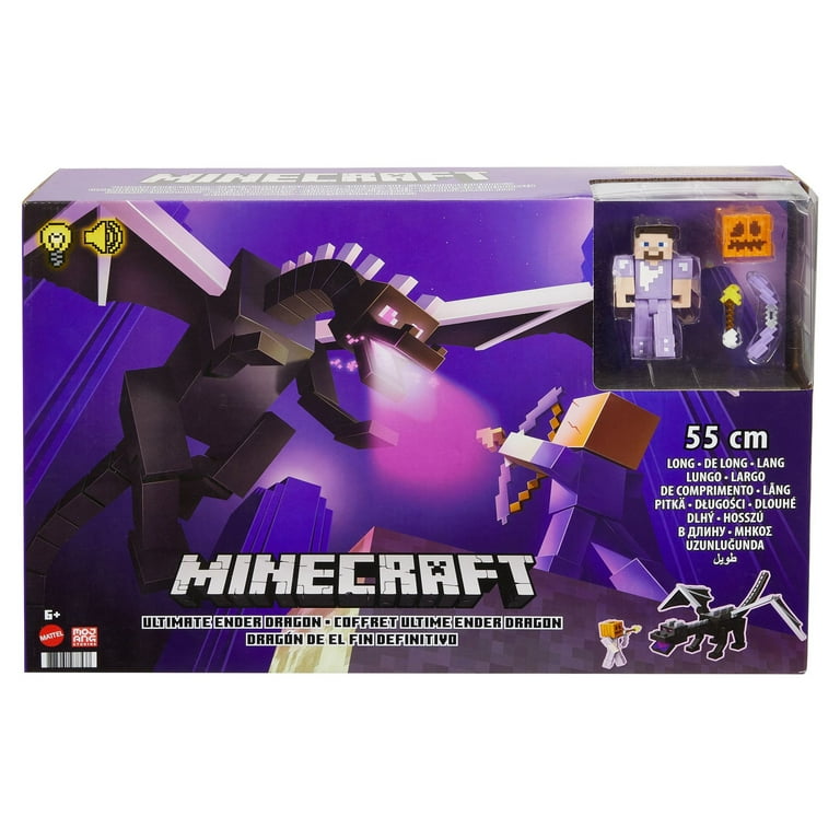  Mattel Minecraft Ultimate Ender Dragon Figure, 20-in  Mist-Breathing Creature, Plus 3.25-in Color-Change Steve Figure, Weapon,  Amor and Battle Accessory, Gift for 6 Years Old and Up : Musical Instruments