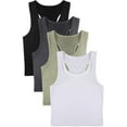 thumbnail image 3 of LEZMORE 4 Pieces Women'S Basic Crop Tank Tops Sleeveless Racerback Crop Gym Clothes Sports Top US 4-12, 3 of 12