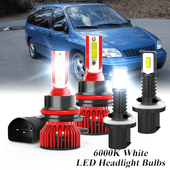 Fit for Ford Windstar 1995-2003 LED Light Combo High-Low Beam Foglight Bulbs , 9007/HB4*2 Headlight 880 Fog Light Kit Pack of 4