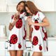 thumbnail image 4 of Fotbe Fly Flying Ladybug Bata de Dormir para Mujer con Estampado, Camisón de Algodón de Manga Corta, Ropa de Dormir Casual, 4 of 6