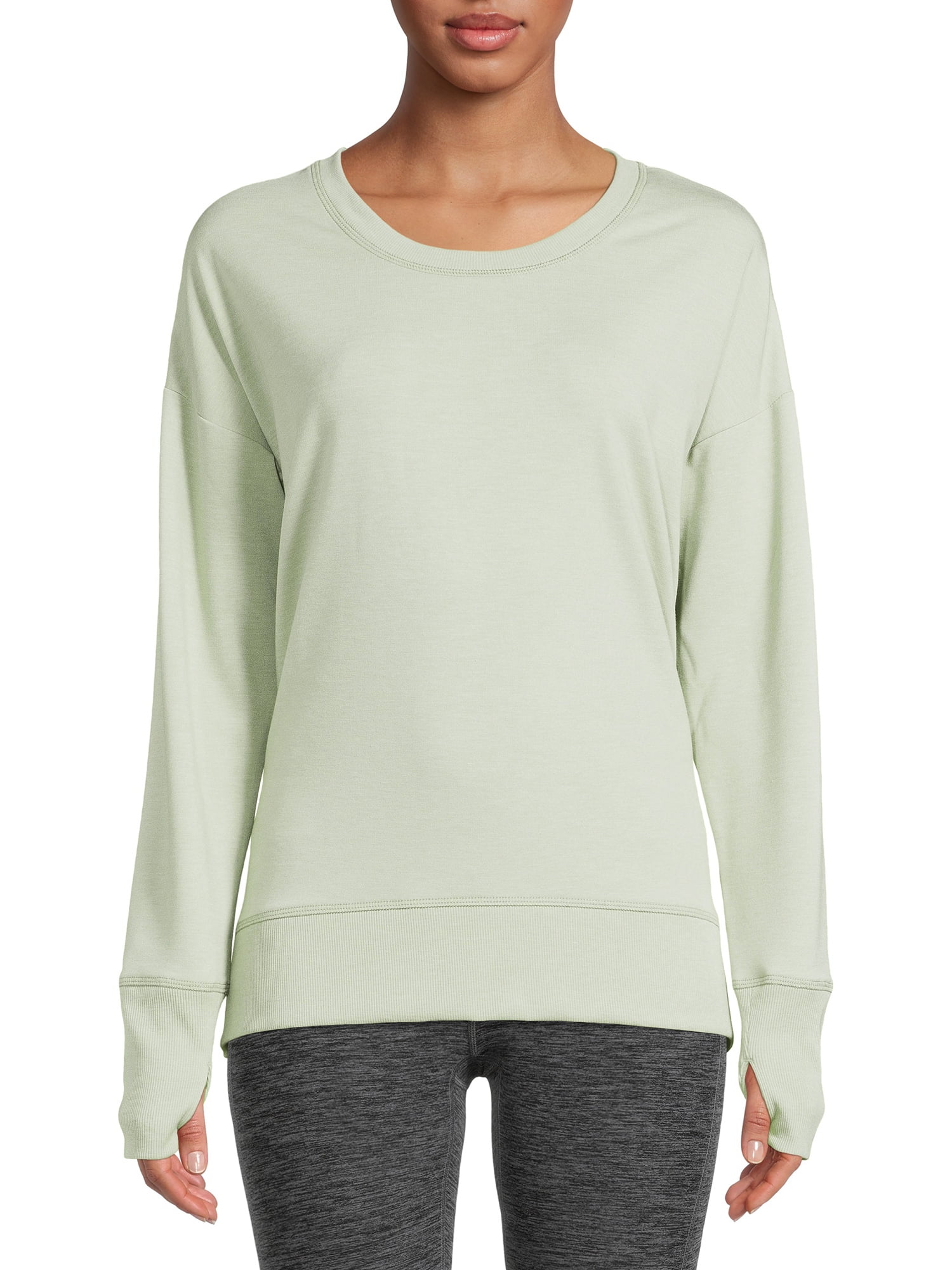 Avia Women's Long Sleeve Drop Shoulder Soft T-Shirt Top with Side Slit -  Walmart.com