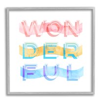 Stupell Industries Wonderful Stripes Text Graphic Art Gray Framed Art Print Wall Art, Design by Daphne Polselli