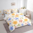 thumbnail image 3 of Homewish Kawaii Cartoon Flower Bedding Comforter Set 7 Pieces, Rustic Floral Plant Full Bedding Set, Teens Kids Girls Women Reversible Fitted Sheet Flat Sheet, Microfiber Bedroom Decor, 3 of 7