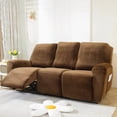 thumbnail image 4 of Stretch Velvet Recliner Sofa Slipcover - 8 Piece Set for 3 Cushion Reclining Couch with Side Pockets, Machine Washable Furniture Protector Cover, 4 of 7