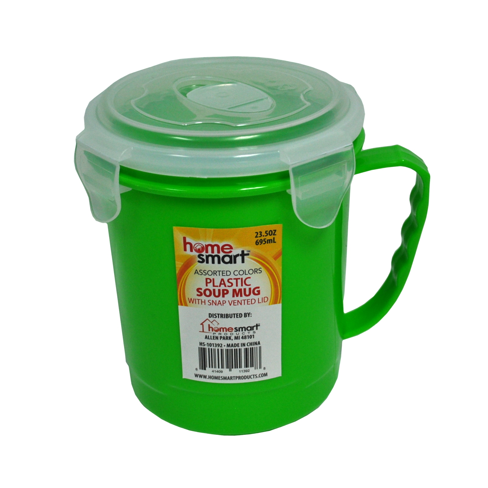 Home Smart Green Plastic Soup Mug With Clip Lock Lid