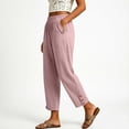 thumbnail image 3 of Capri Pants for Women Straight Leg Elastic Waist Comfy Cotton Blend Lounge with Pockets Pink Loose Cropped Size 2XL, 3 of 6