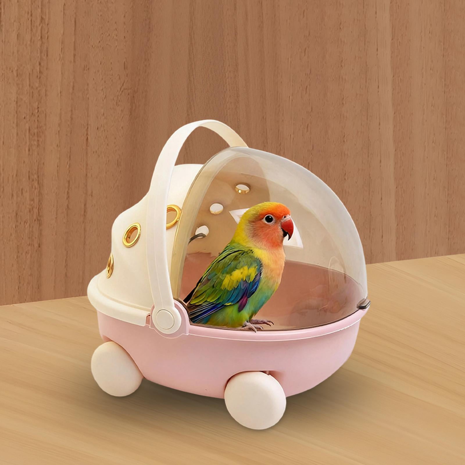 EHJRE Bird Carrier Portable Birdcage Travel Cage With Heater USB Powered Adjustable Timer Clear Window Premium Pp Material Lightweight Design Suitable for Canaries Temporary Placement Pink