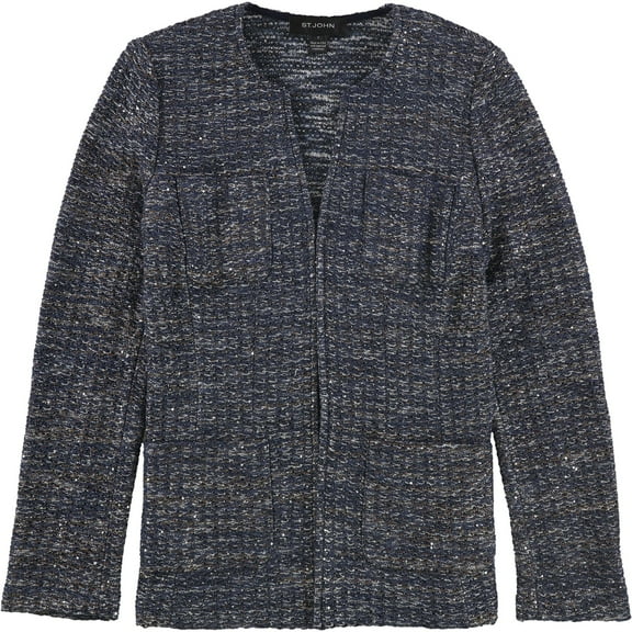 St. John Womens Sequin Blazer Jacket, Blue, 6