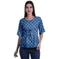 thumbnail image 1 of Moomaya Haut Col Rond Imprimé pour Femme Blouse Manches Coude Tunique Formelle Wear, 1 of 5