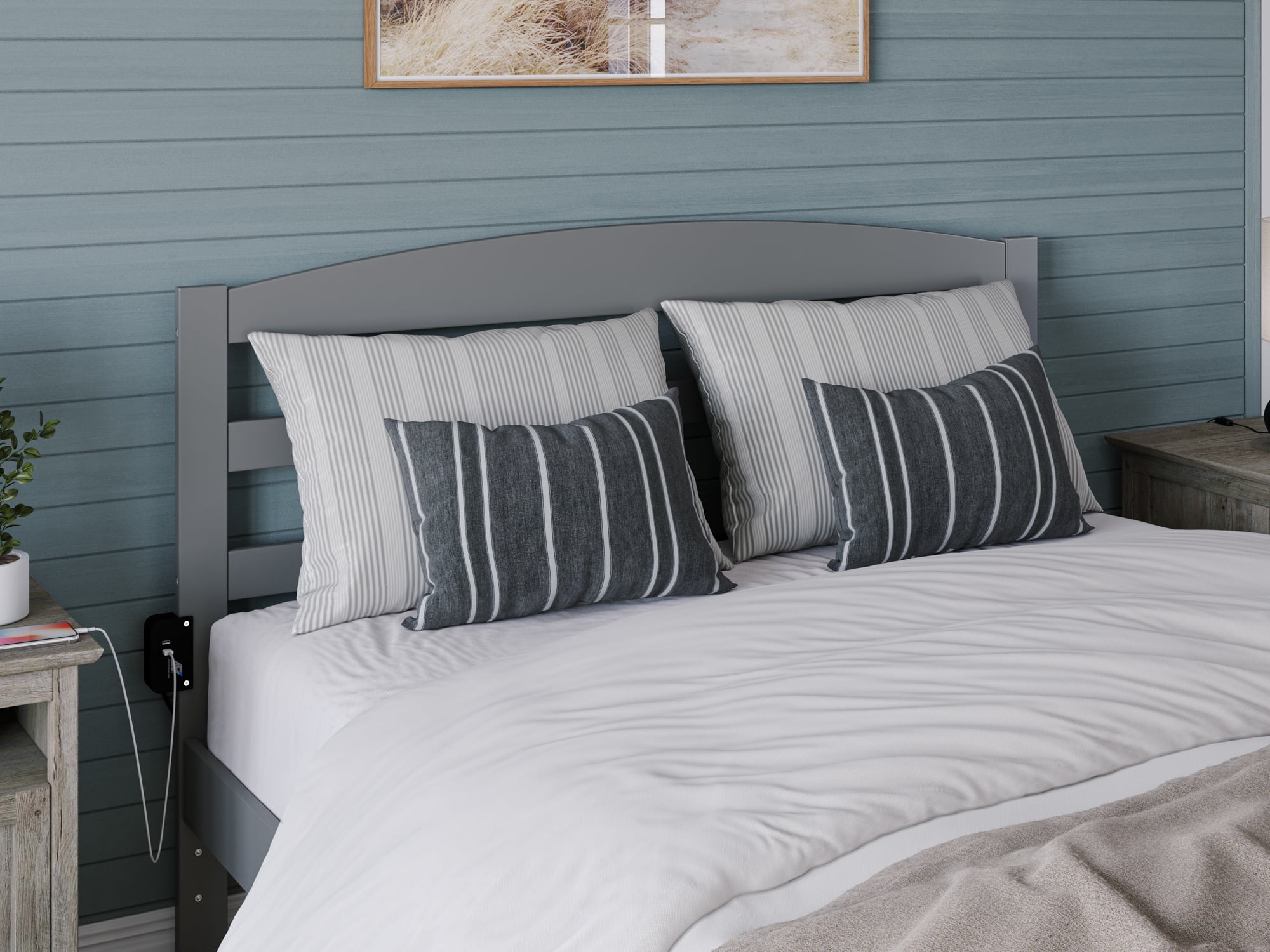 AFI Warren 14" Queen Wood Platform Bed Frame with Set of 2 Storage Drawers, Grey