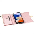 thumbnail image 6 of SaniMore for Samsung Galaxy A05 Wallet Case, PU Leather Wrist Shoulder Strap Flip Stand Card Slots RFID Blocking Zipper Purse Shockproof Anti-fall TPU Inner Shell Flip Folio Protective Cover, Rosegold, 6 of 10