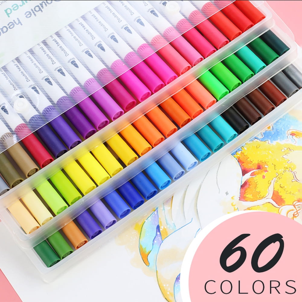 Amdohai Watercolor Fine Liner Dual Tip Brush Pen Set Colorful Markers For Drawing And Painting
