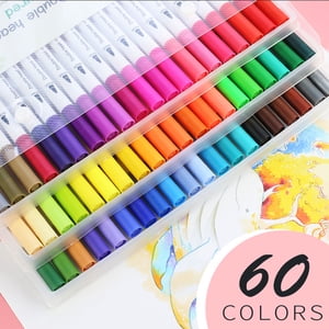 Amdohai Watercolor Fine Liner Dual Tip Brush Pen Set Colorful Markers For Drawing And Painting