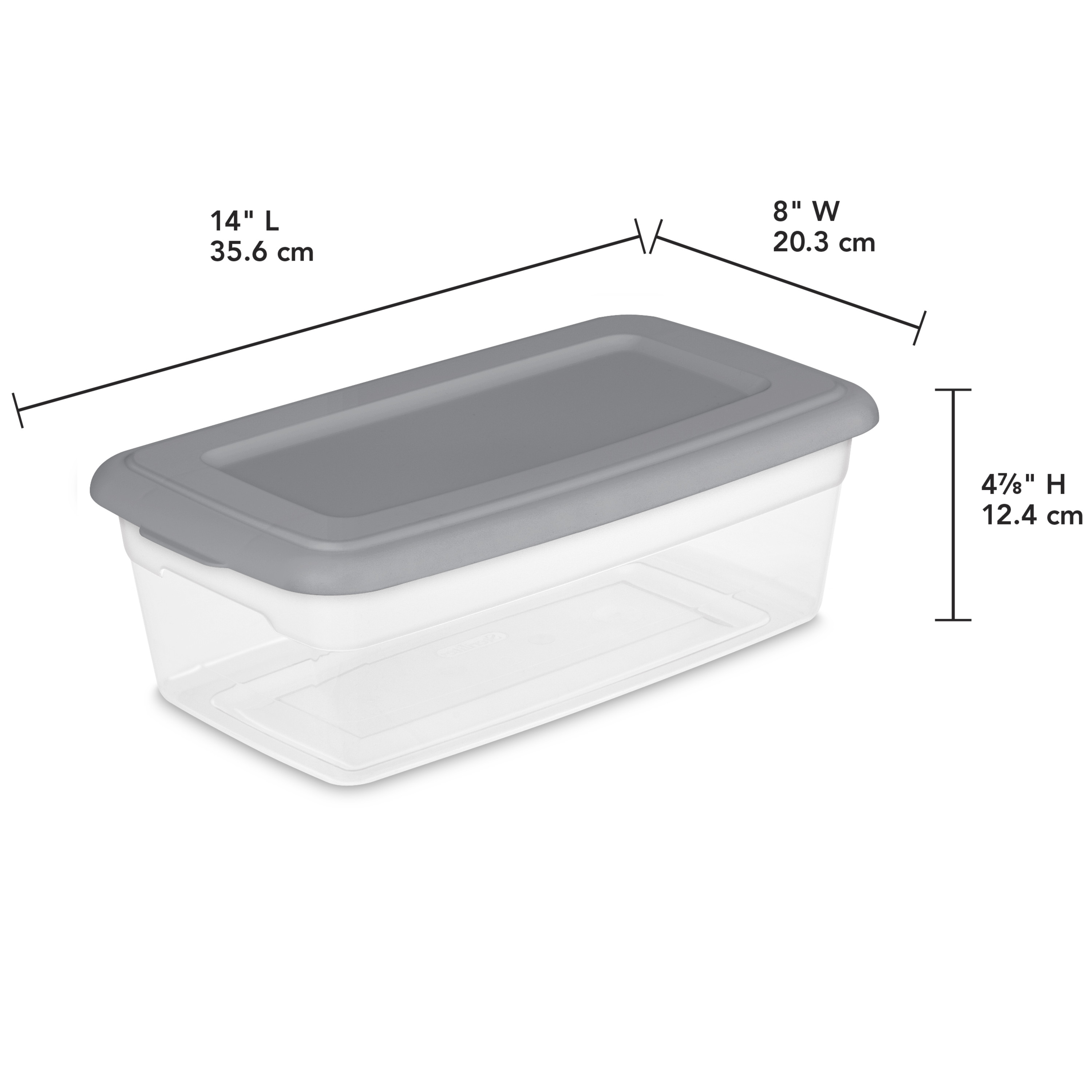 Sterilite Set of (10) 6 Qt. Clear Plastic Storage Boxes with Gray Lids - image 4 of 8