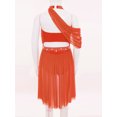 thumbnail image 7 of YiZYiF Girls Rhinestones Ruched Mesh Lyrical Ballet Dance Dress Dancing Party Jazz Latin Leotards Orange 12, 7 of 7