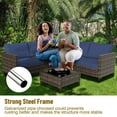 thumbnail image 5 of Outdoor PE Wicker Furniture Set 4 Piece Patio Black Rattan Sectional Loveseat Couch Set Conversation Sofa with Storage Box Glass Top Table and Non-Slip, Blue+Brown, 5 of 7
