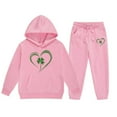 thumbnail image 3 of Girl Outfits Size 7 Graphic Sweatshirts and Sweatpants Track Suit for Girls Fall Winter Clothing Set,6-7 Years,Z5-Pink, 3 of 4