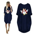 thumbnail image 2 of Odeerbi Reduced Christmas Dresses for Women Fashion Winter Plus Size Loose O-Neck Pocket Christmas Printed Dress, 2 of 5